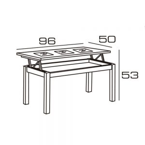 Mesa Centro Elevable y Pouff - Mod.24