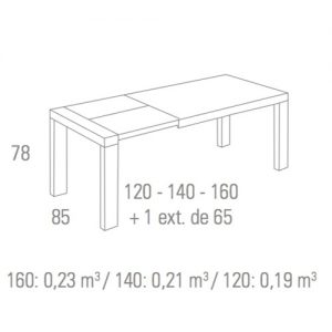 Mesa extensible en 3 medidas