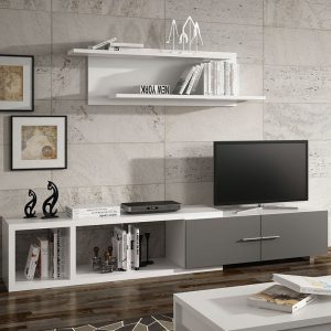 Mueble de salón Royal en color blanco/grafito